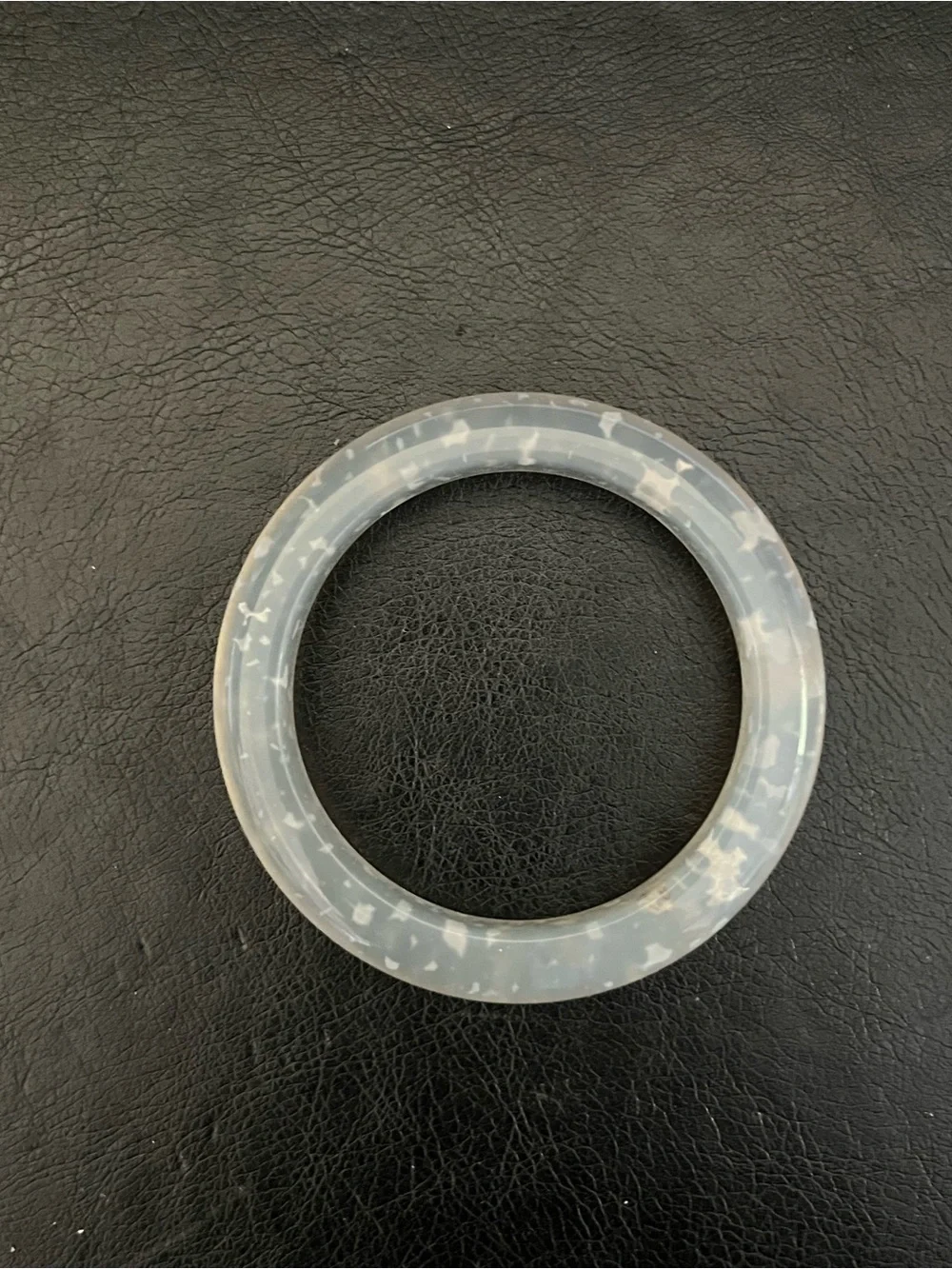 Natural Brazilian Agate Bangle Bracelet Icy Grey Snowstorm - XS D: 49.0-49.1mm